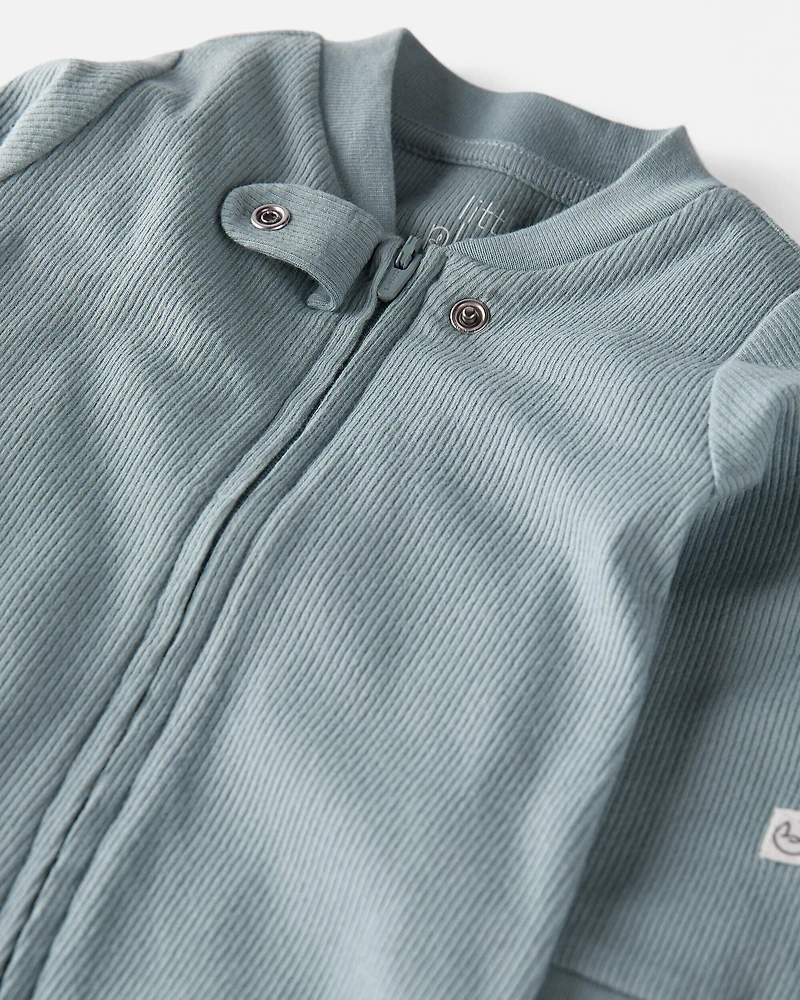 Baby Organic Cotton Sleep & Play Pajamas in Blue