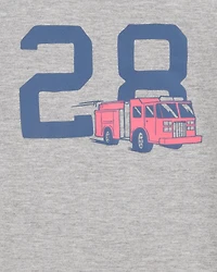 Toddler Firetruck Short-Sleeve Graphic Tee - Grey