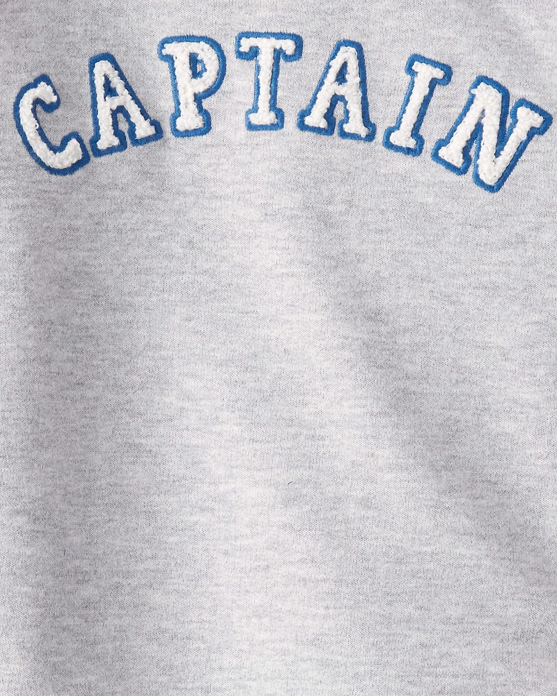 Baby Boy French Terry Long-Sleeve Pullover Sweatshirt - Grey/Red
