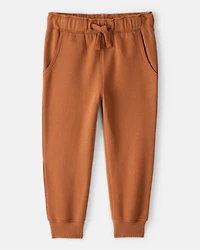 Toddler Boy Solid Fleece Cotton Jogger - Brown