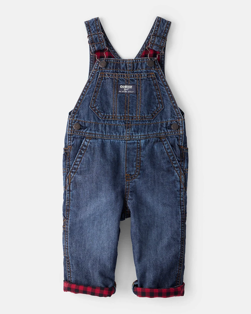Baby Boy Buffalo Check Overalls - Blue