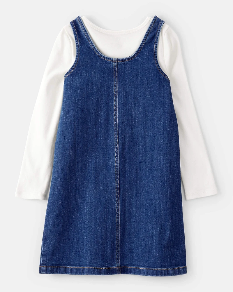 Girls 2-Piece Denim Long-Sleeve Dress Set