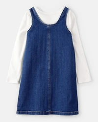 Girls 2-Piece Denim Long-Sleeve Dress Set
