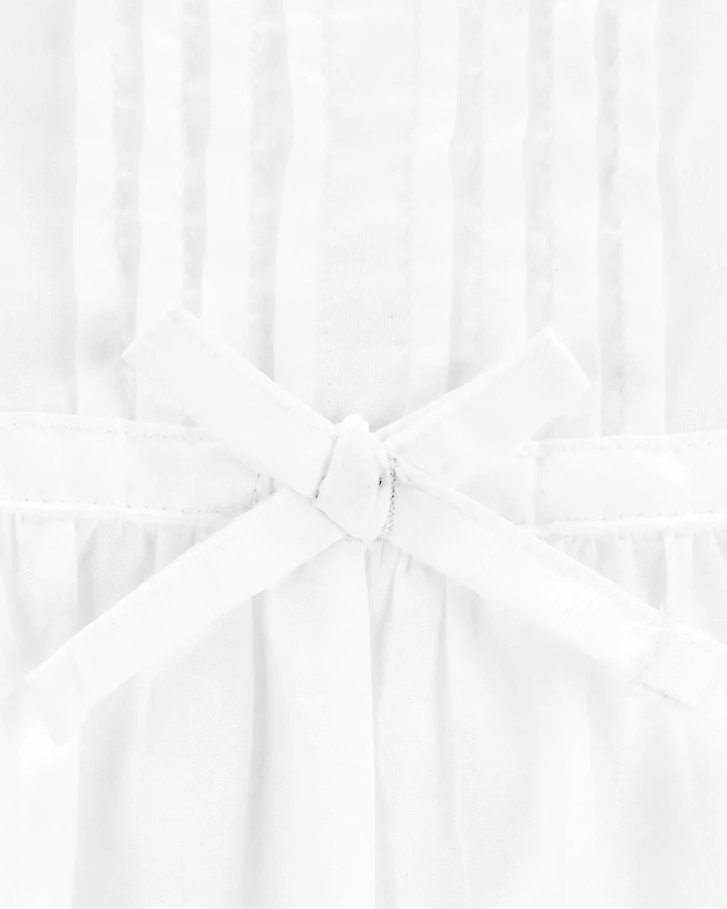 Baby Textured Eyelet Dress- White