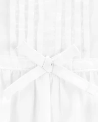 Baby Textured Eyelet Dress- White