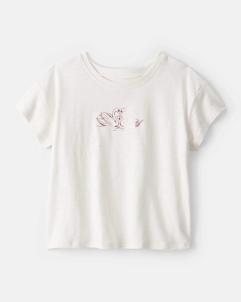 Girls Good Luck Charm Cotton Short-Sleeve Graphic Tee - White