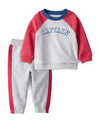 Toddler Boy 2-Piece Pullover Sweatshirt & French Terry Joggers Set - Heather/Red