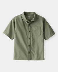 Kid Short-Sleeve Button-Down Pocket Shirt - Green