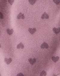Baby Girl Heart Print Fleece Long-Sleeve Loose Fit Sleep & Play Pajamas - Purple