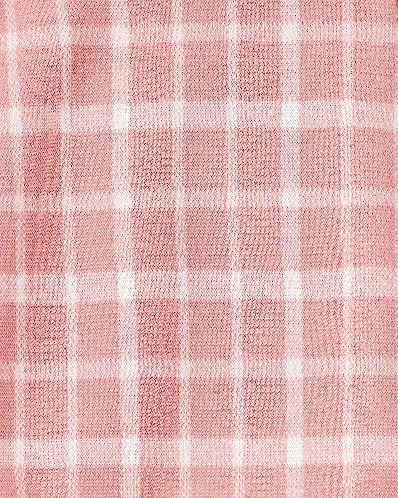 Toddler Girl Plaid Print Knit Skort - Pink