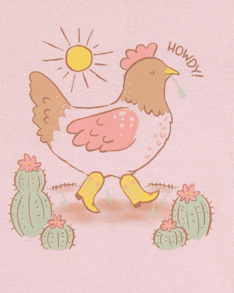 Toddler Girl 4-Piece Western Chicken 100% Snug Fit Cotton Pajamas - Pink