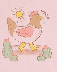 Toddler Girl 4-Piece Western Chicken 100% Snug Fit Cotton Pajamas - Pink