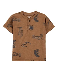 Toddler Desert Print Henley - Brown