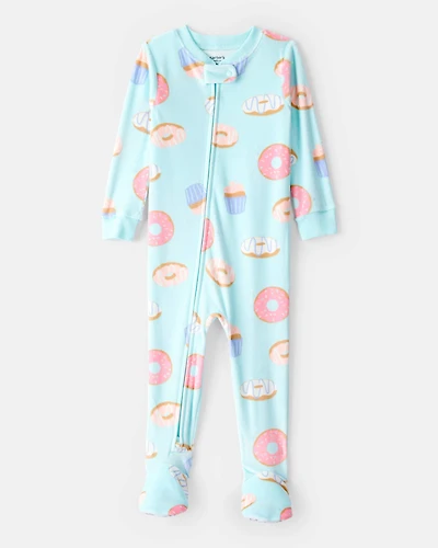 Toddler Girl Donuts DreamPlush Long-Sleeve Snug Fit 1-Piece Pajamas - Blue
