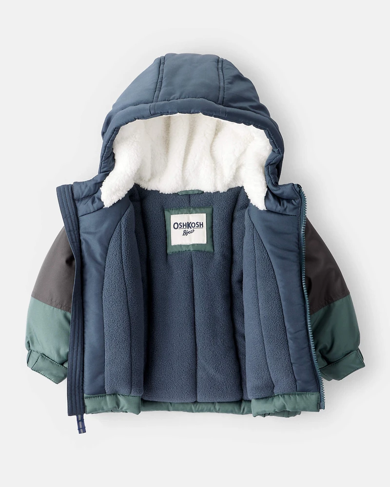 Baby Boy Color Block Hooded Puffer Jacket
