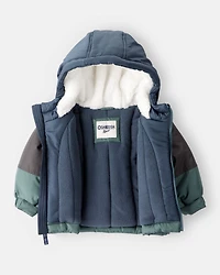 Baby Boy Color Block Hooded Puffer Jacket