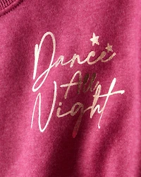 Girls Metallic Dance Pullover Sweatshirt - Red