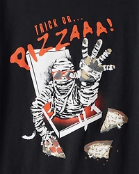 Boys Halloween Trick Or Pizza Long-Sleeve Graphic Tee - Black