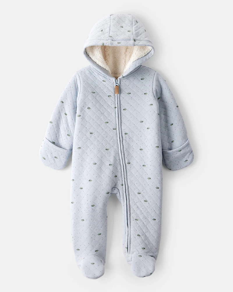 Baby Boy Dinosaur Print Long-Sleeve Jumpsuit - Blue