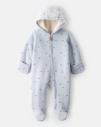 Baby Boy Dinosaur Print Long-Sleeve Jumpsuit - Blue