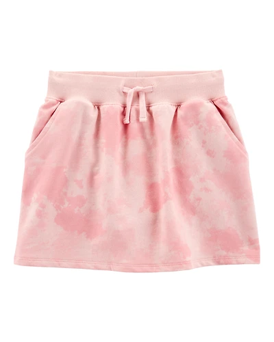 Kid Drawstring Cloud Dye French Terry Skort - Pink