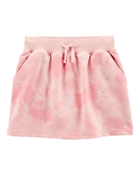Kid Drawstring Cloud Dye French Terry Skort - Pink