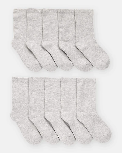 Kid 10-Pack Crew Socks - Grey
