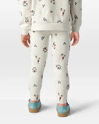 Toddler Girl Organic Cotton Ribbed Knit Pants in Berry Blossom Print