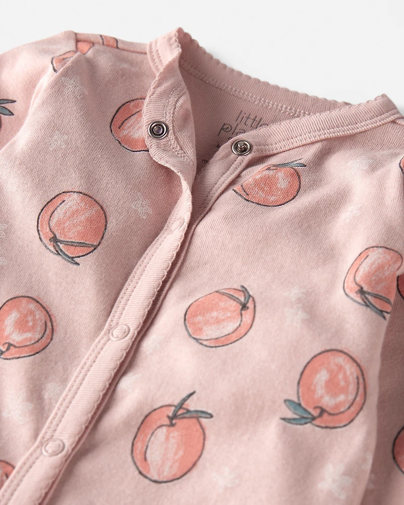 Baby Organic Cotton Sleep & Play Pajamas Peach Print
