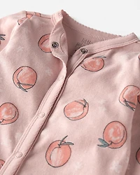 Baby Organic Cotton Sleep & Play Pajamas Peach Print