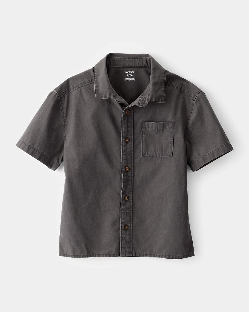 Kid Short-Sleeve Button-Down Pocket Shirt