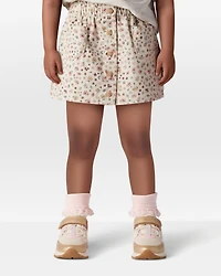 Toddler Girl Floral Print Cotton Skirt - White