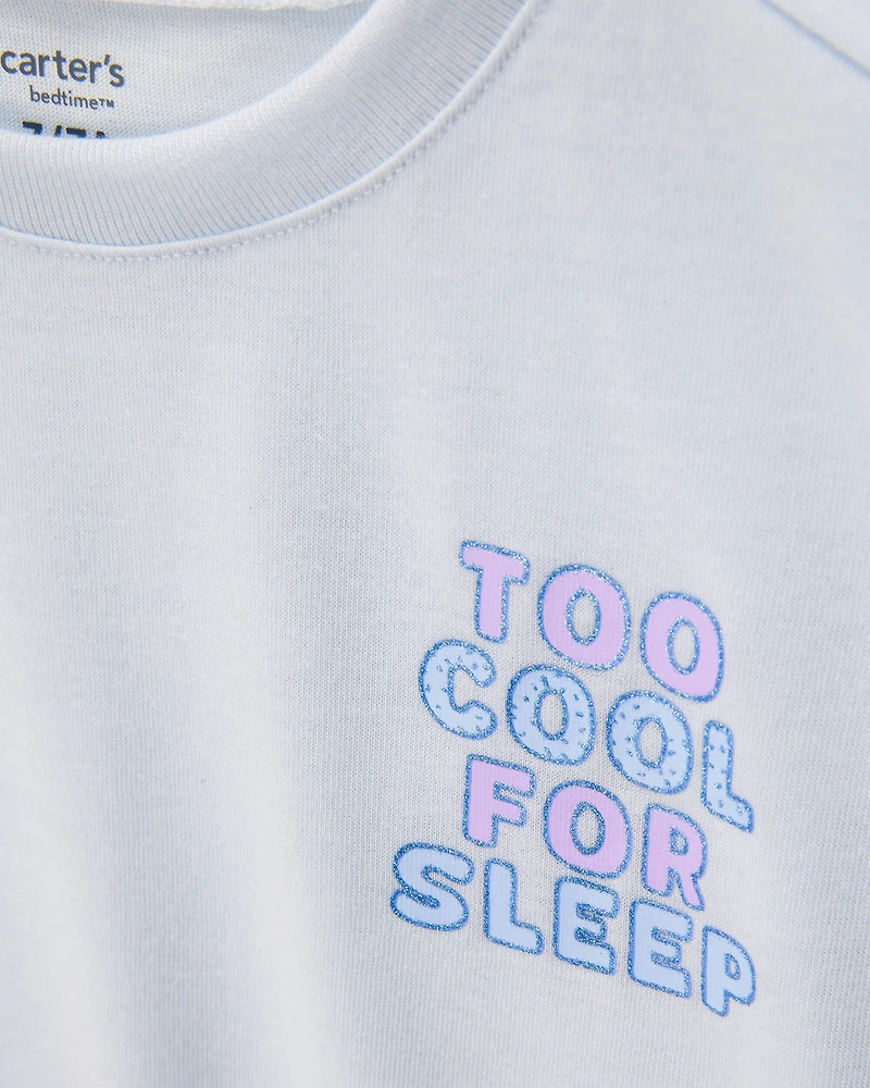 Girls Ice Cream Print Loose Fit 2-Piece Pajamas - Blue
