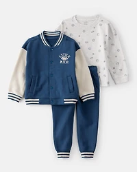 Toddler Boy 3-Piece Varsity Jacket Outfit Set