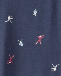 Toddler Boy Football Print PurelySoft Long-Sleeve 2-Piece Pajamas - Navy Blue