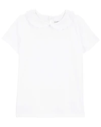 Toddler Scalloped Collar Short-Sleeve Top - White