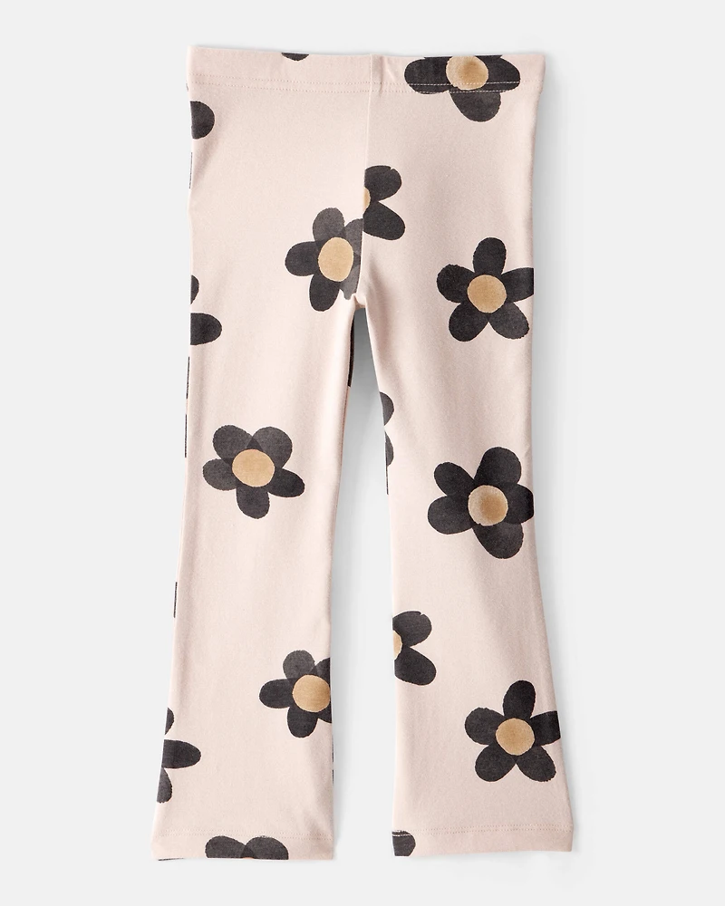 Toddler Girl Floral Cotton Flare Leggings - Pink