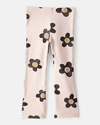 Toddler Girl Floral Cotton Flare Leggings - Pink