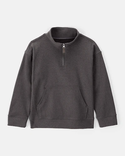 Boys Long-Sleeve Quarter-Zip Pullover Sweatshirt - Black