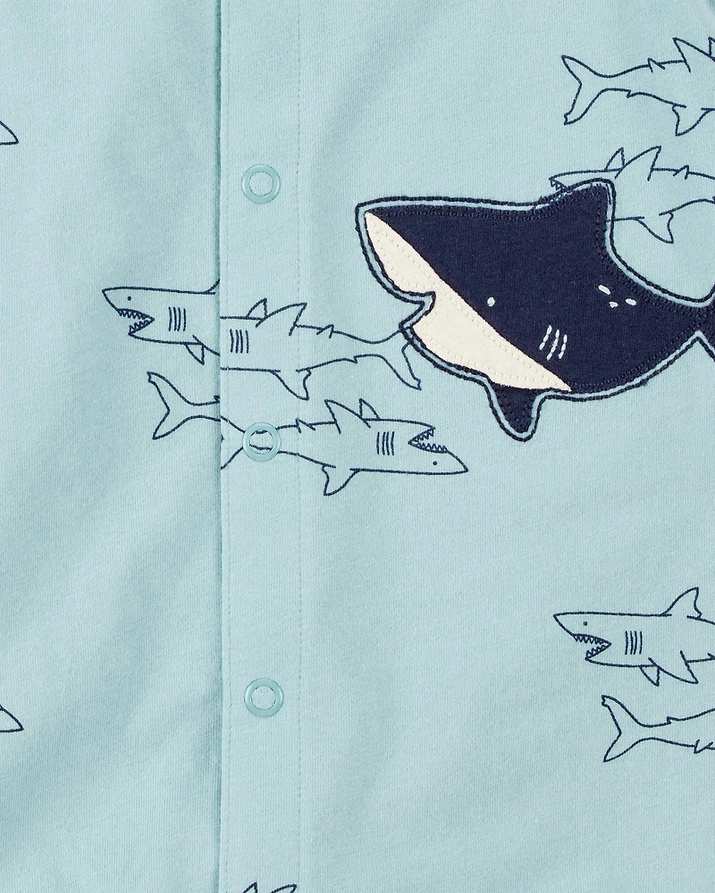 Baby Boy Blue Shark 1-Piece Romper