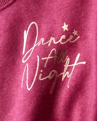 Girls DayDream Fleece Metallic Dance Pullover Sweatshirt - Red