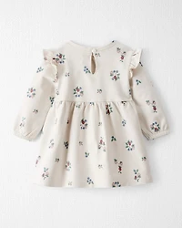 Baby Girl Organic Cotton French Terry Dress Berry Blossom Print
