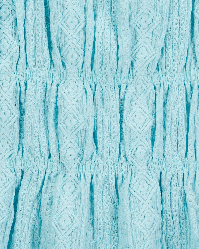 Kid Ruched Textured Tank - Blue