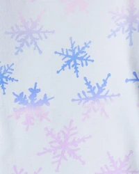 Girls Snowflake Print 100% Cotton Long-Sleeve Snug Fit 4-Piece Pajamas - Blue