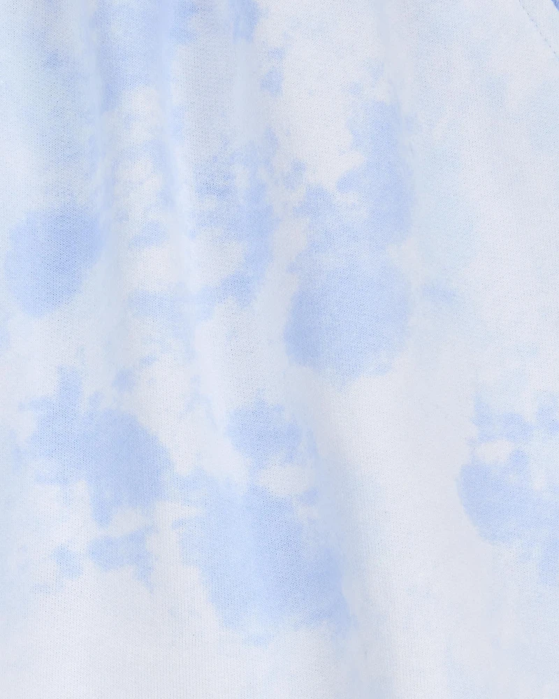 Kid Drawstring Cloud Dye French Terry Skort - Blue