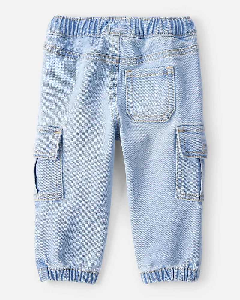 Baby Boy  Pull-On Denim Cargo Joggers - Light Wash
