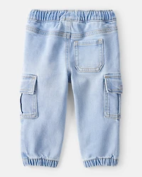 Baby Boy  Pull-On Denim Cargo Joggers - Light Wash
