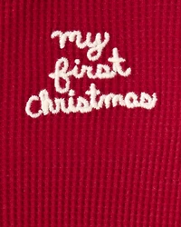Baby My First Christmas Holiday Red Cotton Sleep & Play Pajamas - Red