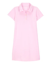 Kid Pique Short-Sleeve Uniform Dress - Pink