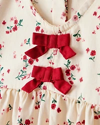 Baby Girl Floral Print 100% Cotton Long-Sleeve Top - Ivory